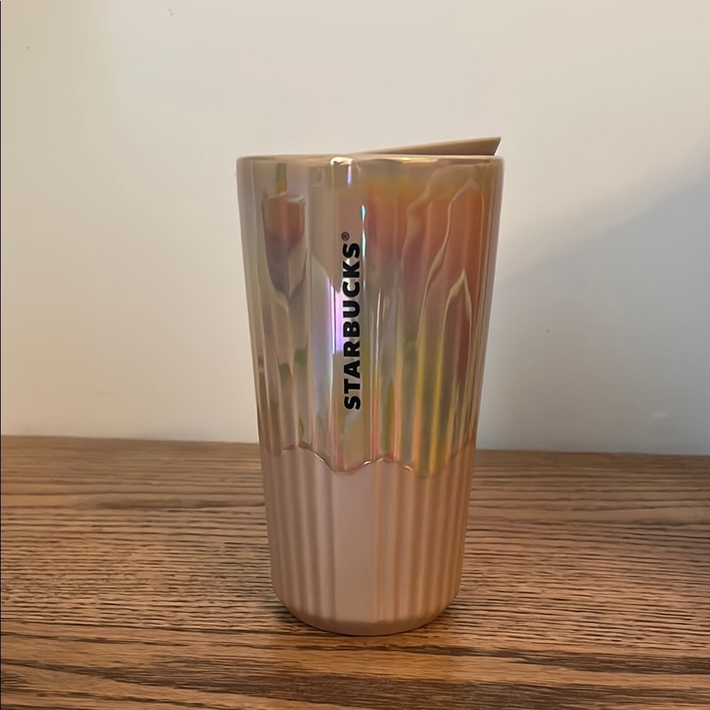 Starbucks Pleated Iridescent Drip Tan Toffee Ceramic Mug Tumbler 2025